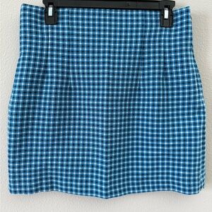 Zara Blue Plaid A-Line Skirt